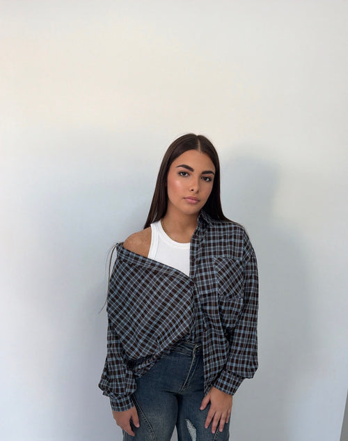 Camicia Oversize a Quadri Taglia Unica