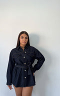 Giacca di Jeans con Cinta Taglia Unica