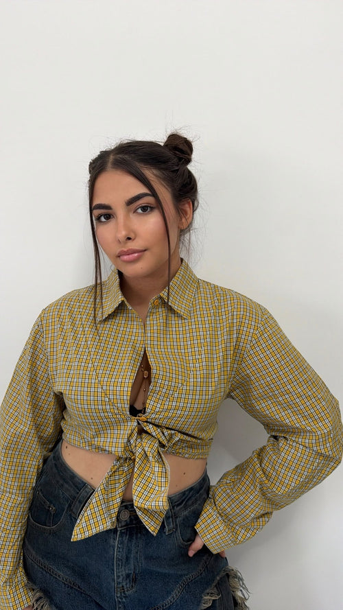 Camicia Mono Bottone Senape a Quadri S/M