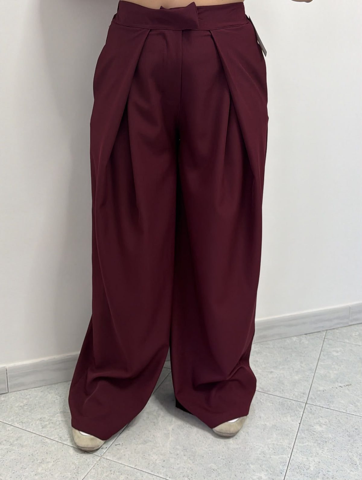Pantalone a palazzo bordeaux taglia unica