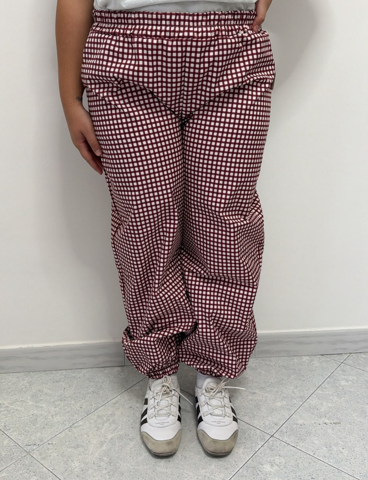 Pantalone Ballon Quadri Bordò