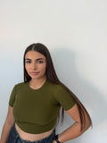 Crop Top LUMINA Verde Militare M/L
